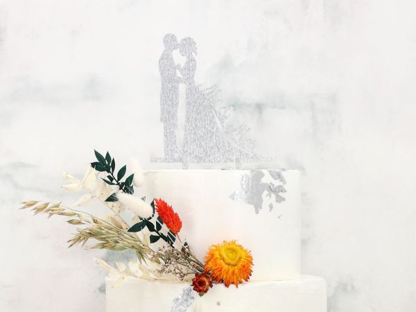 Cake Topper Mr. &amp; Mrs. silber