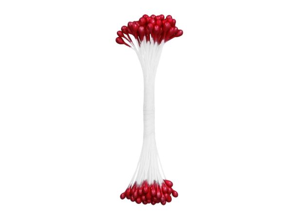 JEM Blütenpollen - rot glänzend - groß - 50 Stück