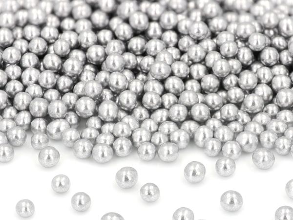 Weiche Zuckerperlen silber 5mm 60g