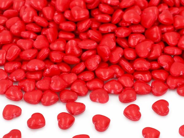 Streudekor 3D-Herzen rot 80g