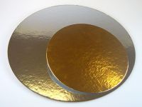FunCakes Cake Cards silber-gold Rund 35cm, Stärke 1mm, 3 Stück