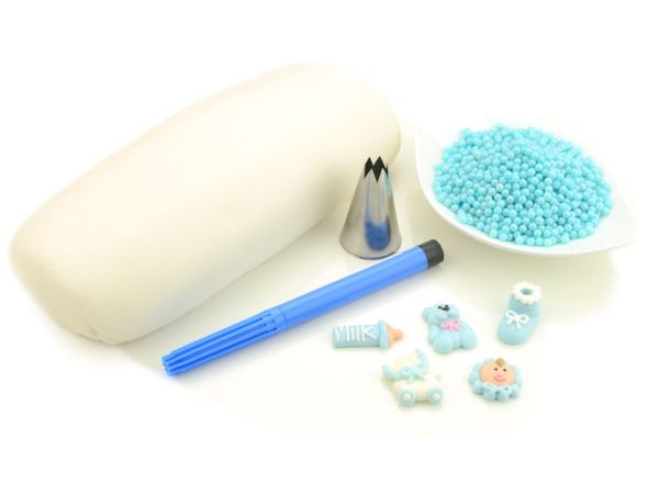 Torten-Set Taufe blau