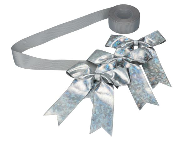 Schleifenset silber für Tortenkartons