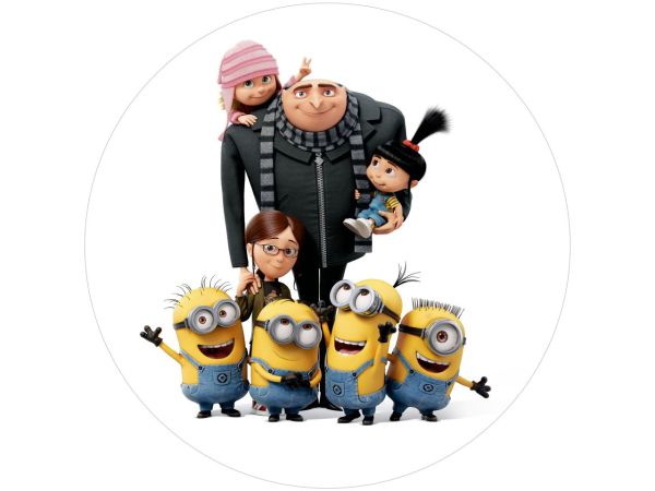 Tortenaufleger Minions 2 mit Gru, Agnes, Margo, Edith, rund 20cm