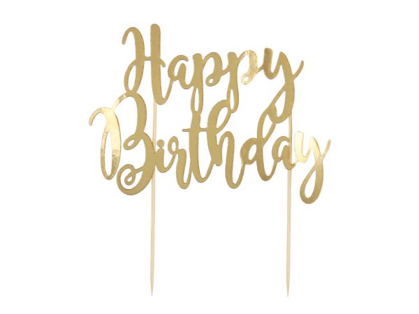 Cake Topper Happy Birthday gold