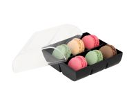 Macaron-Halbschalen 12 Stück bunt in 6er Box schwarz
